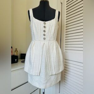 SELF-PORTRAIT Cream Boucle Collared Mini Dress